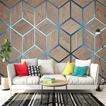 Individualizuotos fono paveikslėlį geometrinis medienos grūdų linijos fone freskos aukštos kokybės atspari vandeniui medžiaga