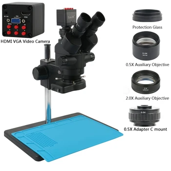 Ispanija Siųsti 3,5 X 7X 45X 90X vienu metu-Židinio Stereo Trinokulinis Mikroskopu IMX307 1080P VGA HDMI Skaitmeninis Fotoaparatas Didinimo Nustatymo