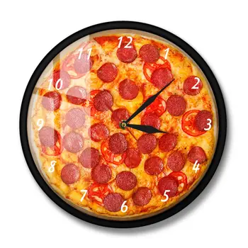 Italijos Pepperoni Pica Sieninis Laikrodis Italų Restorane Pica Dizaino Laikrodis Picerija Makaronai Diner Virėja Derliaus Dovana Pasirašyti Laikrodis Žiūrėti