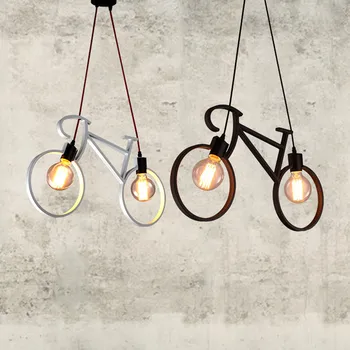 Italijos dizaino pakabukas lempa, Valgomasis, Virtuvė, Salonas Baras Vaikai kambario Dekoro varantys liustra Balta Spalva vintage dviračio lempa