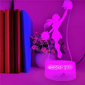Išmaniųjų Telefonų Kontrolės Cheerleaders naktinė lempa 7 Spalvų 3D LED Vaikų Namų Miegamojo Lovos Apdailos Dovana Akrilo Stalo Lempa