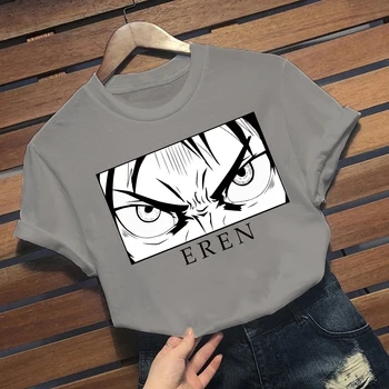 Išpuolis Titan Marškinėliai Anime Eren Yeager Akis Mens trumpomis Rankovėmis Marškinėlius Animacinių filmų Streetwear T-shirt Viršūnes Drabužiai