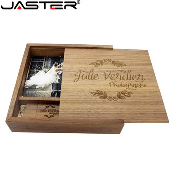 JASTER graikinių riešutų klevas Nuotraukų Albumą Medienos usb+Box Memory stick Pendrive 8GB 16GB U disko Fotografija, Vestuvių dovana LOGOTIPĄ
