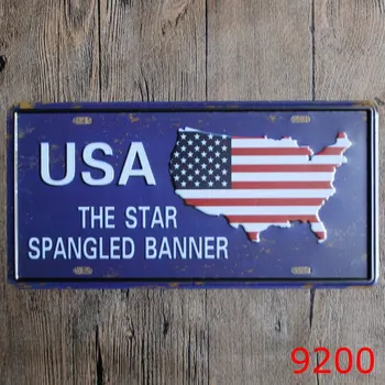 JAV STAR SPANGLED BANNER licencijos plokštės Meno Derliaus Suvenyrų Plakatas Pub Dovana Geležies, Tapyba Metalo miegamojo Puošimas 30X15CM