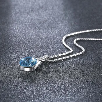 JAV Vidaus Pardavimo 925 Sterling Silver Blue Crystal Ilgi Karoliai, Pakabučiai Fine Jewelry Vandens Lašas Maxi Madinga Karoliai Pakabukas