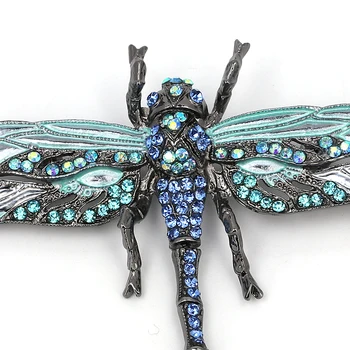 JUJIA Mielas Gyvūnas & Vabzdžių Dragonfly Sagės, Segtukai, Moterims, Mėlyna Kristalų Segė Drabužių, Aksesuarų, bižuterijos