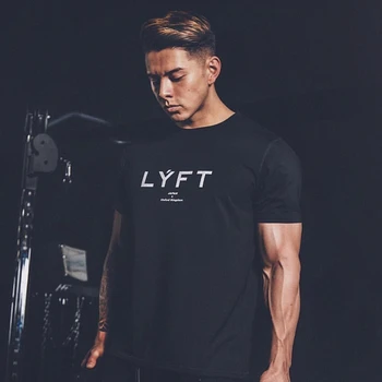 Japonija&UK LYFT-Prekės ženklas Veikia Marškinėliai Vyrų Kultūrizmo Sporto marškinėliai trumpomis Rankovėmis Suspaudimo Top Gym Marškinėliai Vyrams Fitneso Stora Tee