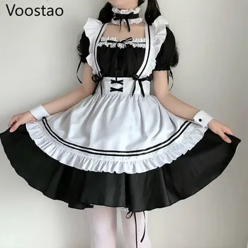 Japonijos Minkštas Sesuo Cute Lolita Dress Girly Viktorijos Gotika Sluoksniuotos Rankovėmis Mini Trumpą Suknelę Seksualus Šalies Tamsiai Moterims Kambarinės Suknelės