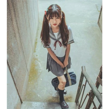 Japonijos Trumpas/ilgas Rankovėmis JK Kostiumas Mergaitėms, Klostuotas Sijonas Moteris Cosplay mokyklines Uniformas Sexy Studentė Sailor Kostiumai