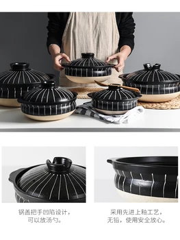 Japonijos retro juodosios keramikos molio troškinimui namų karščiui atsparios keptuvės sriuba karštą puodą katsuwonus troškinys virimo keramikos visos