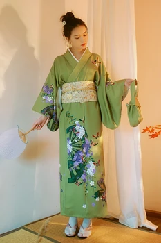 Japonijos tradicinių kimono Su Obi Moteris imtis foto suknelė cosplay moterų yukata moterų haori Japonijos geiša kostiumas obi kimonos