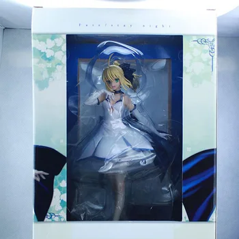 Japonų Anime Veiksmų skaičius, Fate/stay Night Grand Kad PAKEISTI naktį saber balta suknelė pav PVC 27cm modelio surinkimo lėlės
