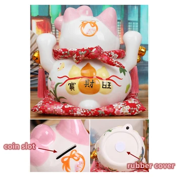 Japonų Keramikos Maneki Neko Pasisekė Katė Statula Porceliano Rožinė Likimo Katės Taupyklė Laimingas Fengshui Ornamentu Namų Puošybai