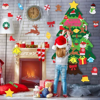 Jaučiausi Kalėdų Eglutė Advento Kalendorius 24 Dienų Atgalinės atskaitos Medžio Kabantys Papuošalai ir Styginių Šviesos Namuose Kalėdų Dekoracijos