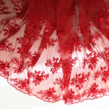 Juoda Raudona 3D China Gėlių Siuvinėjimo Nėrinių Audinio Suknelė Rodyti Drabužius 