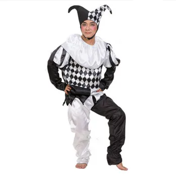 Juoda balta klounas kostiumai vyrams suaugusiųjų klounas cosplay drabužiai karnavaliniai kostiumai karnavaliniai cosplay juokinga drabužiai