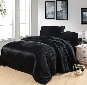 Juoda Šilko patalynės rinkinys satin super king size karalienė dviguba antklodė antklode padengti įmontuojami lakštai lova maišelį lovatiesė doona 4pcs 6pcs