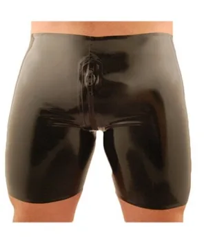 Juodos Gumos latekso kelnės trumpikes vyrams su 2 būdas tarpkojo užtrauktukų latekso pants mens užtrauktukas latekso šortai