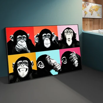 Juokinga Meno Beždžionė Grafiti Menas, Plakatų Ir grafikos Juokiasi Gyvūnų Meno Tapybos Ant Sienos Šiaurės Beždžionė Meno Nuotraukas Cuadro