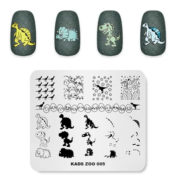 KADS ZOOLOGIJOS sodas 005 Dinozaurų kiaušinius Dizaino nagų spausdinimo antspaudu antspauduoti plokštės nagų dailės nuotraukos Šabloną Nerūdijančio Plieno trafaretų nagų
