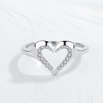 KALETINE 925 Sterlingas Sidabro vestuviniai žiedai moterims Romantiškas Širdyje Meilės Reguliuojamas Atidaryti Žiedas Mados Juvelyrika Dovana Mergaitė
