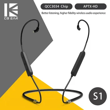 KBEAR S1 Bluetooth 5.0 Atnaujintas Ausinių Kabelį Belaidžio 2PIN/TFZ/MMCX ausinių kabelį APTX-HD tech KBEAR KS2 KB04 TRI I3 I4