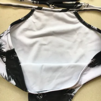 KEKAKA Bikini 2018 Palmių Doubledeck Flounce maudymosi kostiumėlį Push Up Maudymosi Kostiumą Aukšto Juosmens maudymosi Kostiumėliai Off Peties Plaukimo Kostiumai