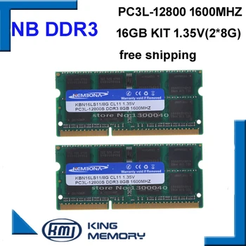 KEMBONA visiškai naujos, sandarios sodimm laptop ram, 16 gb DDR3L(komplektas iš 2vnt ddr3 8gb) 1.35 v PC3L 12800S MAŽOS GALIOS 204pin ram atmintis
