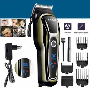 KEMEI plaukų clipper profesionalios plaukų žirklės plaukų clipper vyrų elektrinės žoliapjovės LCD ekranas mašina, kirpykla, plaukų cutter