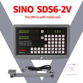 KINIJOS SDS6-2V 2 ašis skaitmeninio skaitymo DRO ekranas +2vnt apie 5micron tiesinės skalės KA300 linijinis encoder su priedais laikikliai