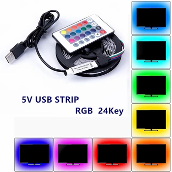 KJlamp RGB LED Šviesos Juostelės USB 30 Led/m 2835 SMD 5V LED Lanksti Juosta HDTV TV KOMPIUTERIO Apačioje, Ekranas, Apšvietimas 1M 2M 3M 4M 5M