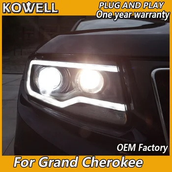 KOWELL Automobilių Optikos dėl Jeep Grand Cherokee 2011-m. LED žibintai Ksenoniniai HID priekiniai šviesos Grand Cherokee LED DRL žibintų