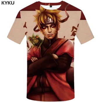 KYKU Naruto Marškinėliai Vyrams Anime Drabužius Miesto Simbolį Marškinėlius Japonija Stiliaus Erdvę, Print T-shirt Juokinga T Shirts Kietas Mens Drabužiai