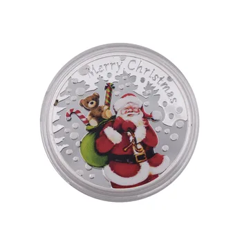 Kalėdinių Suvenyrų Monetos 999.9 Sidabro Santa Claus Atminimo Metalo Amatų Namų Dekoro Priedai Iššūkis Monetos