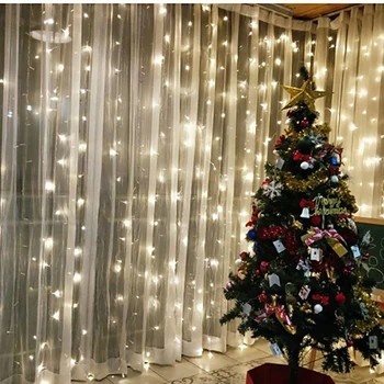 Kalėdų Papuošalai Namo Kambaryje KerstUSB String Žibintai Pasakų Girlianda Nuotolinio Valdymo Girliandą Užuolaidos ant Langų 3M LED