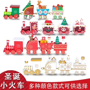 Kalėdų papuošalų, medinių mažų traukinį Kalėdų Cartoon Vaikų Dovanos Medinių Langų Dekoracijos namų kerst raamsticker