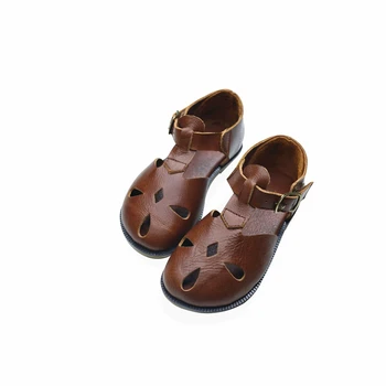 Karvės odos sandalai Mergaitėms Retro naftos vaškas spalvos, Originali Oda Kūdikių Paplūdimio bateliai vaikams, Sodas sandalai Vasarą Vaikų sandalai 5T
