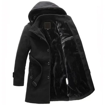 Karšto Pardavimo Žiemos vilnos kailis vyrai ilgais storas šiltas vilnoniai paltai Mens Atsitiktinis Striukė casaco masculino palto peacoat paltas