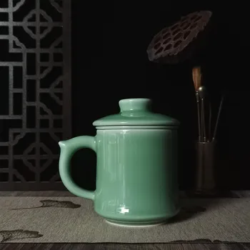 Kavos Puodelis Puodelis su Dangteliu ir Infuser Filtras 11oz Teacup Keramikos Drinkware Porceliano Indai Mikrobangų krosnelėje ir plauti Indaplovėje