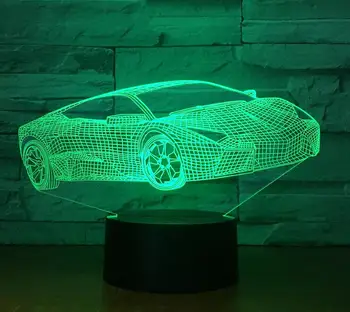 Kelių Spalvų 3D Automobilių Nakties Žibintas Akrilo Skydelis Automobilio Formos LED Šviesos su 7 Spalvų Keitimas Palieskite arba Nuotolinio Valdymo Lašas Laivas