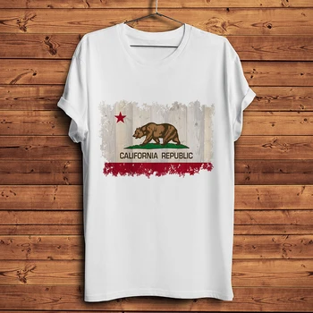 Kietas Kalifornijos Respublikos vėliava, juokingi marškinėliai homme vasaros naują trumpas rankovės marškinėliai vyrams balta atsitiktinis marškinėlius unisex streetwear