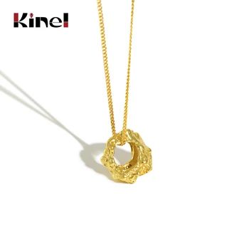 Kinel 925 Sterlingas Sidabro Geometrinio Rato Karoliai Moterų Retro Korėja 18K Auksu Fine Jewelry Didmeninės