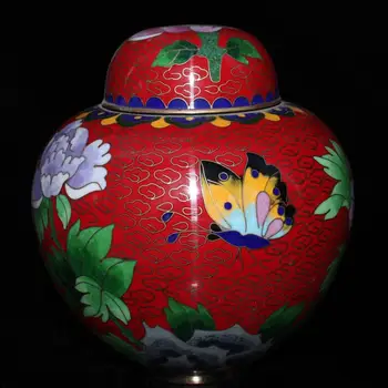 Kinijos senųjų amatų cloisonne Dažytos saugojimo jar bako Apdaila