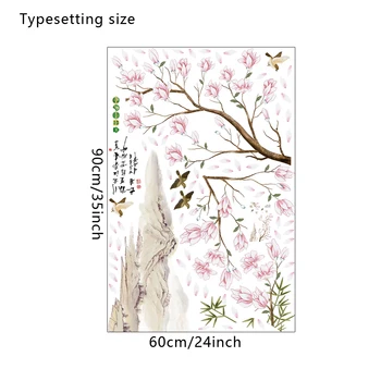 Kinų stiliaus Gėlių, Paukščių Citata Eco-friendly Miegamojo Kambarį Nuimamas lipni Sienų Lipdukai Dekoratyvinis Lipdukas Freskos