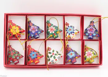 Kolekcionuojamų 10pc Kinijos Cloisonne/Emalį Kalėdų Eglutės Ornamentu Pakabukai Dekoras