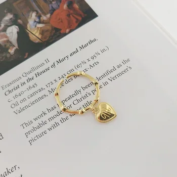 Korėjos 925 sterlingas sidabro žiedas INS paprasta mažų geometrinių meilės bambuko moterų žiedo atidarymo sidabro žiedas 