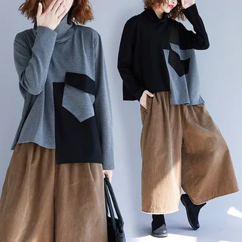 Korėjos stiliaus medvilnės plius dydis žiemą, rudenį atsitiktinis palaidų tee marškinėliai moterims t-shirt ponios marškinėlius drabužius 2021 viršūnes streetwear