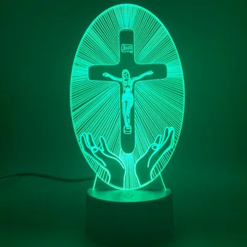 Krikščionybė LED Nakties Šviesos Jėzus Stotis Religijos Kryžiaus Vizualizacijos Koplytstulpis Biblija Spalvinga Krikščionys 3D Lempos