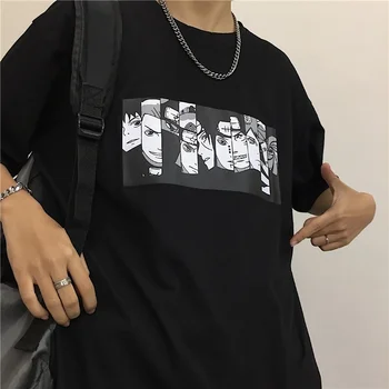 Kuakuayu HJN Unisex korėjos Mados Anime T-Shirt Tumblr Mados Harajuku Stilius Tee Gatvės Dėvėti Atitikimo Marškinėliai