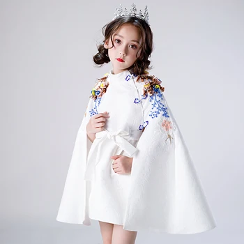 Kūdikio, Vaiko Suknelė 2021 Princesė Dress Mergina Modelis Podiumo Banga Kostiumas Mergaitę Vakarų Stiliaus Balta Priimančiosios Aukštos Kokybės Mergaitės Suknelė